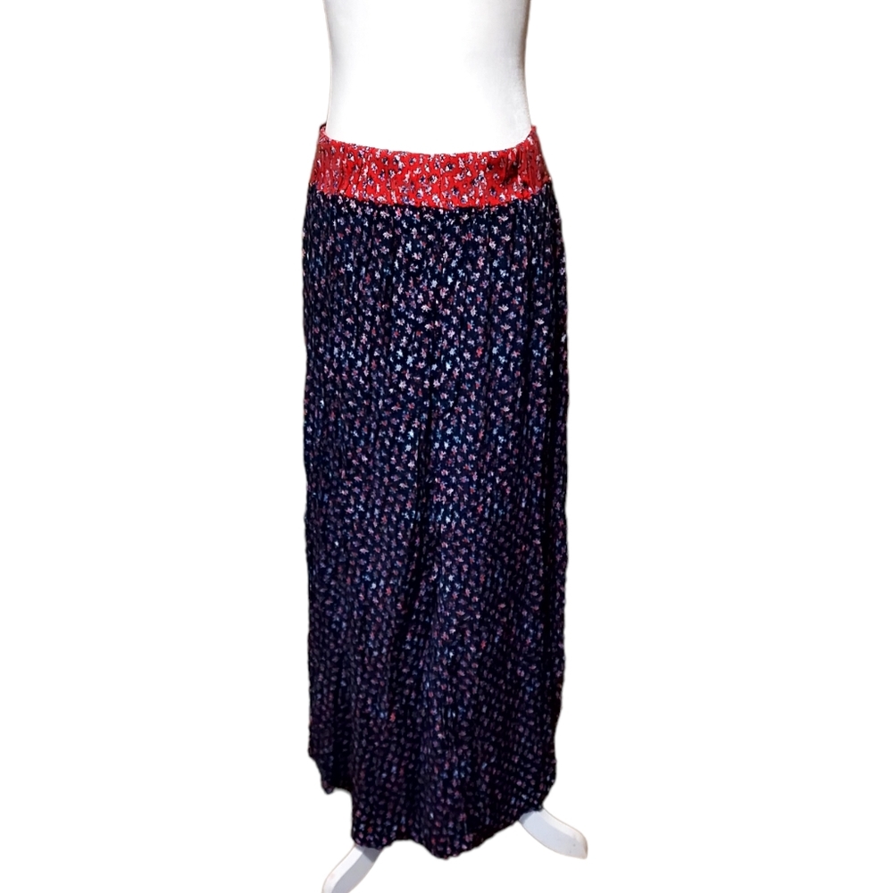 xhilaration M Maxi Skirt High Low Red Blue Floral Western. Dimensions wa… - Picture 5 of 5
